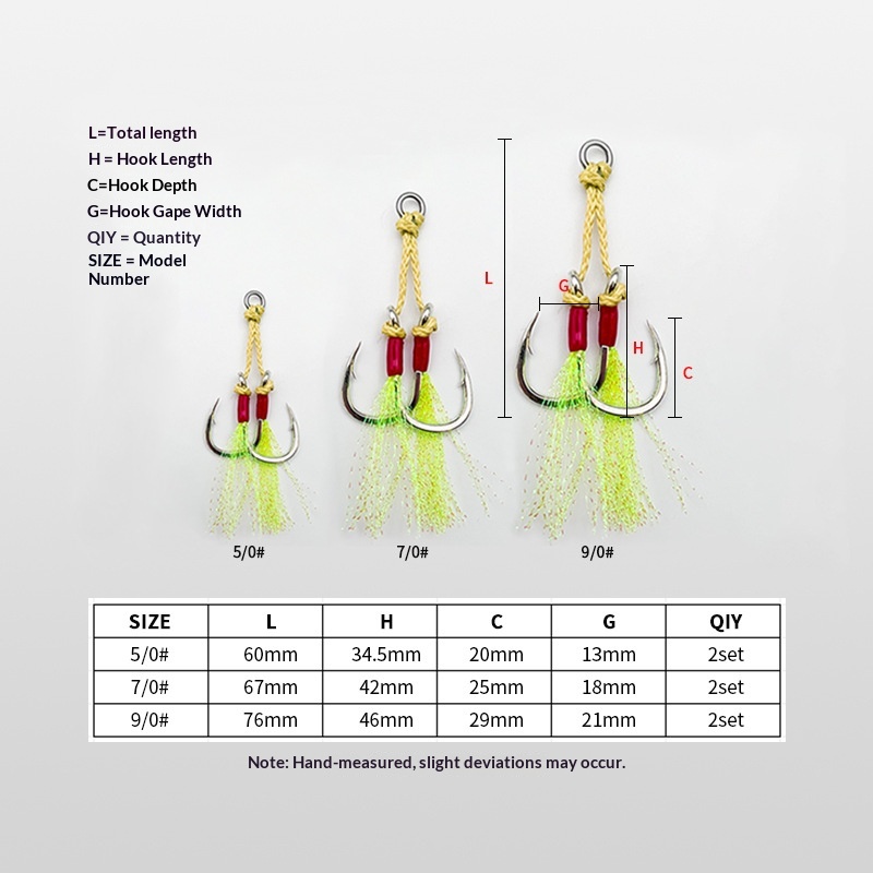 5x Strengthened Large-Bait Jig Hooks Luminous Wire Anti-Snag Design Double Hook for Sea Rock Lure Fishing-Mackerel Target – Fishhook – view 4