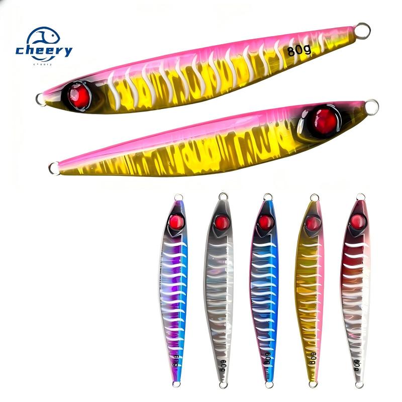 CHEERY Sea Fishing Jig Lure Iron Plate Bait for Spanish Mackerel Glow-in-the-Dark Steel Wire Hook Fast Twitching Boat Fishing – Hard Lure – view 1