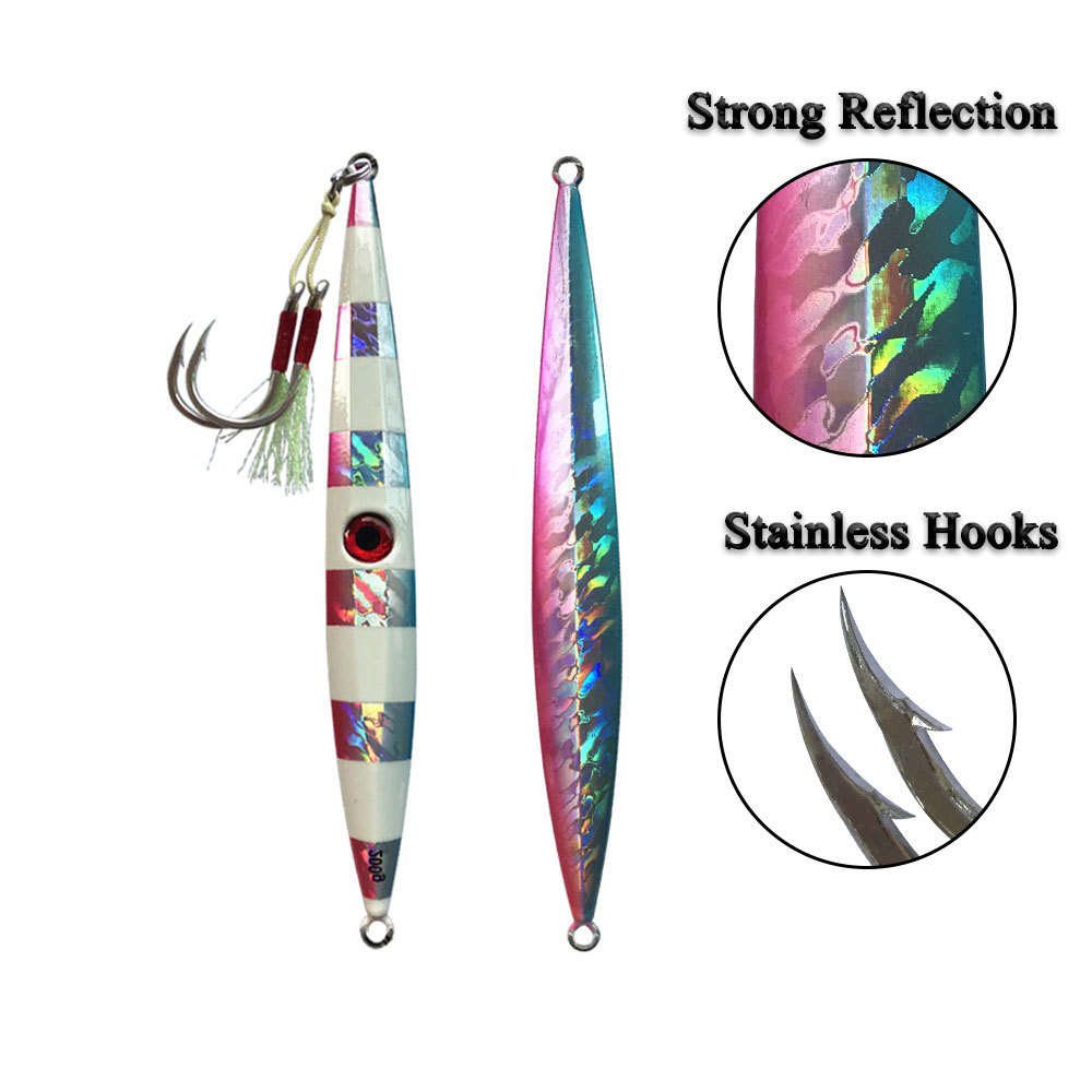CHEERY Fast-Sinking Iron Plate Lure 100g-300g Quick-Pull Long-Shape Glow-in-the-Dark Lead Fish Artificial Bait for Tuna – Hard Lure – view 4
