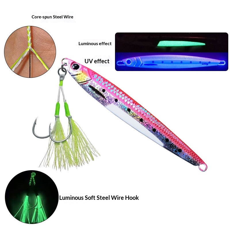 Luminous Steel Wire Double Hooks for Sea Fishing Boat Use Built-in Soft Design Lead Weighted – Fishhook – view 4
