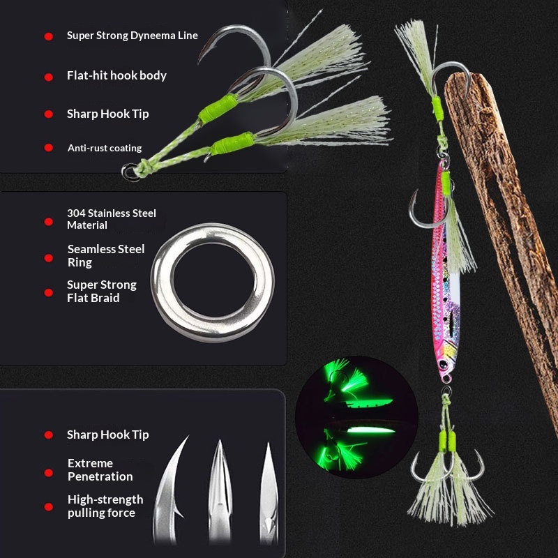 Luminous Steel Wire Double Hooks for Sea Fishing Boat Use Built-in Soft Design Lead Weighted – Fishhook – view 2