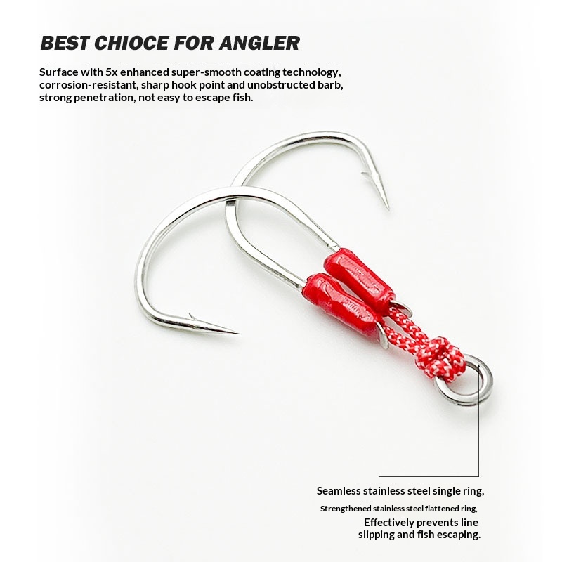 CHEERY High-Carbon Steel Double Hook for Sea Fishing Corrosion-Resistant 5x Reinforcement Big-Bait Lure Targeting Tuna & Bonito – Fishhook – view 3
