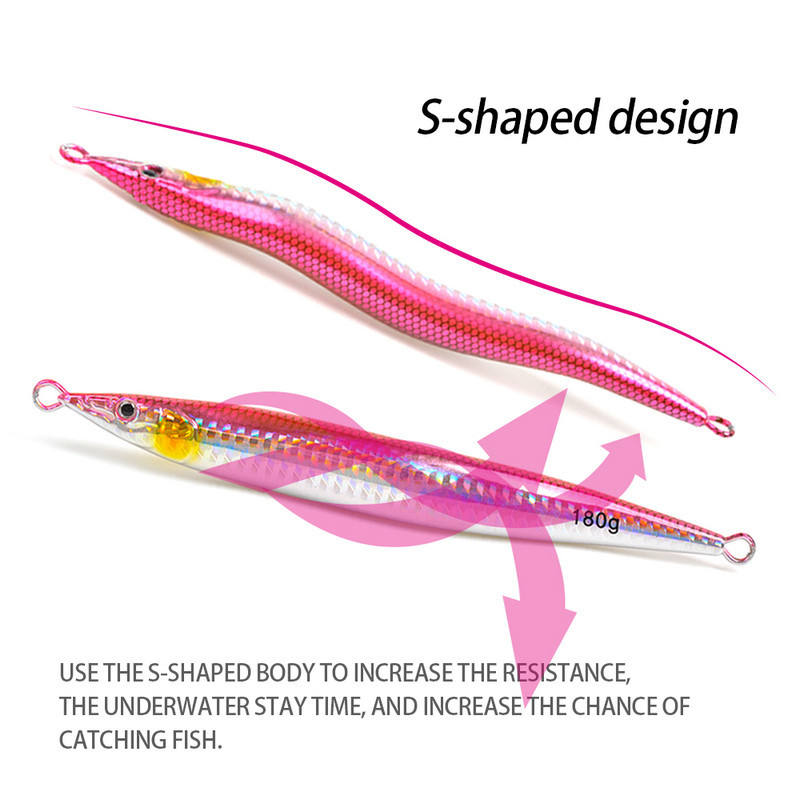 CHEERY Fast-Sinking Iron Plate S-Shaped Long Strip Little Jack Quick-Pull Lead Fish Lure 130g-180g Hairtail Cuttlefish Mackerel – Hard Lure – view 4