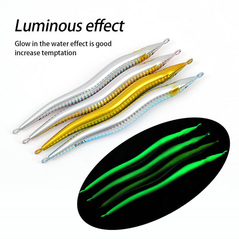 CHEERY Fast-Sinking Iron Plate S-Shaped Long Strip Little Jack Quick-Pull Lead Fish Lure 130g-180g Hairtail Cuttlefish Mackerel – Hard Lure – view 2