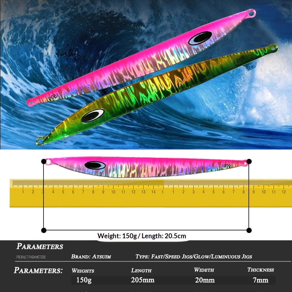 Fast-Sinking Luminous Pure-Iron Welded Iron-Plate Artificial Hard Bait Hooks Quick-Pull Sea Fishing Boat Tuna Bonito Bait – Hard Lure – view 3