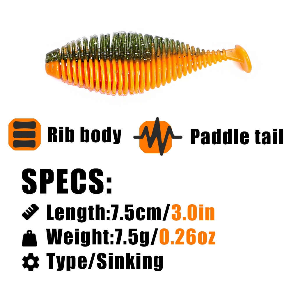 CHEERY Threaded Caterpillar T-Tail Stainless Steel 4-Piece 75cm Black Pit Bass Freshwater/Saltwater Artificial Soft Bait – Worms & Grubs – view 3