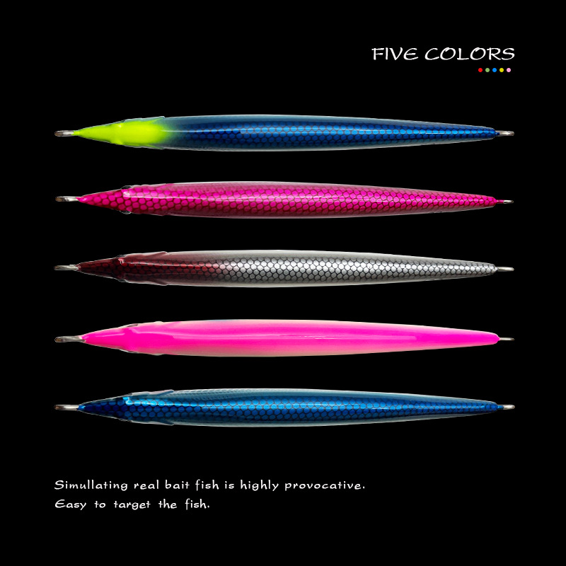 Japanese-Style Little Jack Luminous Fast-Sinking Metal Jig Iron Plate Bait 60g 80g 100g Sea Fishing Quick-Pulling Mackerel Squid – Hard Lure – view 3