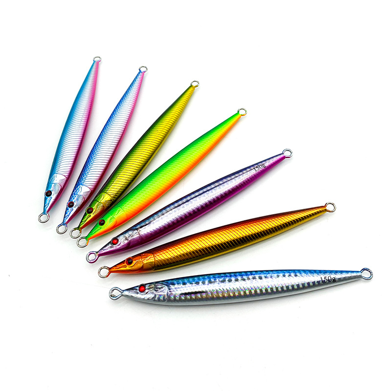 Sea Fishing Shore Casting Jigging Lure Artificial Hard Bait Long Strip Full-Depth Jig 150g 180g Lead Fish Bare Plate No Hooks – Hard Lure – view 1
