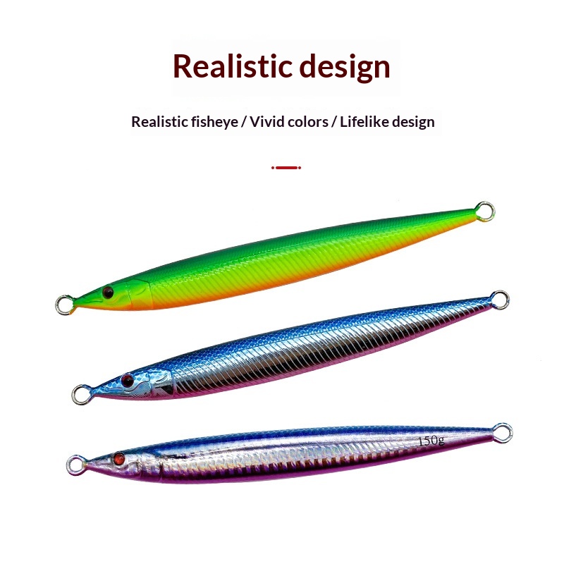 Sea Fishing Shore Casting Jigging Lure Artificial Hard Bait Long Strip Full-Depth Jig 150g 180g Lead Fish Bare Plate No Hooks – Hard Lure – view 3