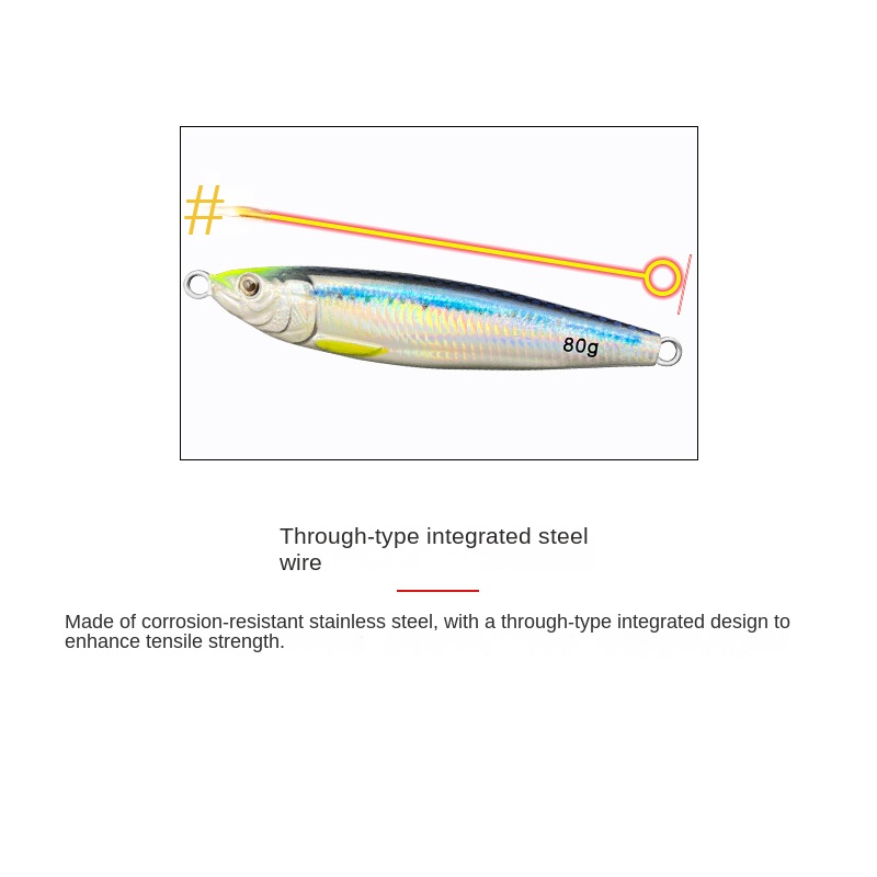 Cross-Border Dedicated Metal Jig Lure Source Factory Direct Sales Iron Plate Jig with Hooks Lead Fish Jig for Mackerel – Hard Lure – view 4