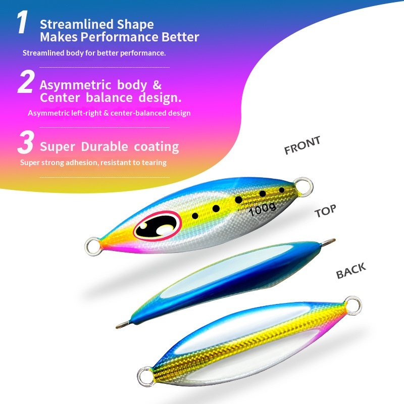 Factory Direct Sales Iron Plate Lure Metal Jig Luminous Falling Artificial Bait for Mackerel Bass 40g 60g 80g – Hard Lure – view 3