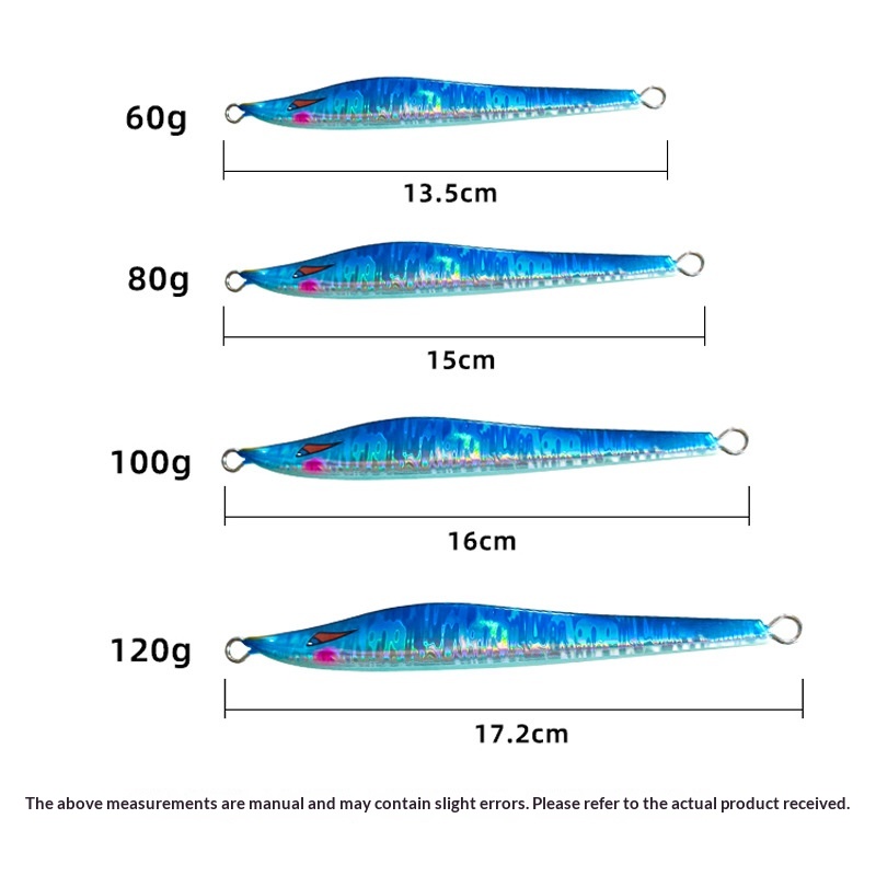 New Style Japanese Iron Plate Lure Lead Metal Jig Artificial Hard Bait Glow-in-the-Dark Laser 60g 80g 100g 120g – Hard Lure – view 4