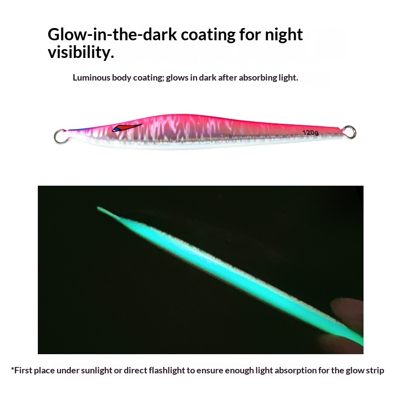New Style Japanese Iron Plate Lure Lead Metal Jig Artificial Hard Bait Glow-in-the-Dark Laser 60g 80g 100g 120g – Hard Lure – view 3
