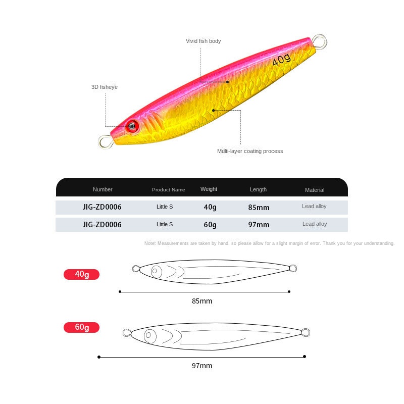 In Stock Wholesale S-Shaped Iron Plate Bait Artificial Hard Bait 40g/60g Lead Fishing Lure for Saltwater Boat Fishing Hooks – Hard Lure – view 3