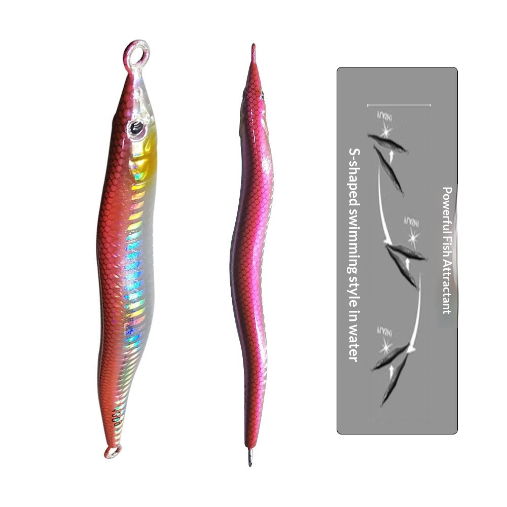Fast-Sinking Iron Plate S-Shaped Long Strip Little Jack Quick-Pull Artificial Hard Bait 130g 160g 180g Hairtail Mackerel – Hard Lure – view 4