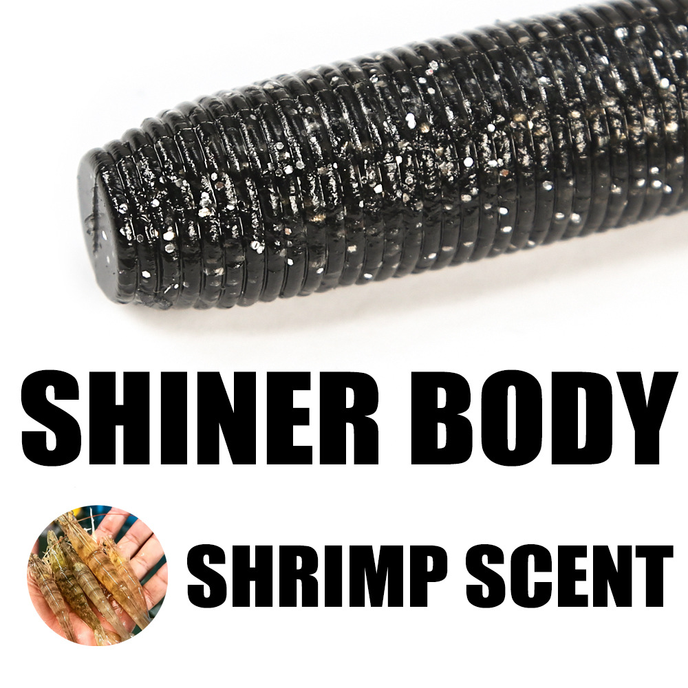 Soft Bait Sinking Shrimp Artificial Biomimetic Soft Worm Lure Stainless Steel 3-Piece Black Pit Special Salt-Added Super – Worms & Grubs – view 4