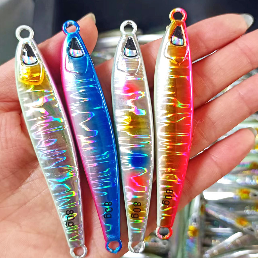 Shore Casting Iron Plate Fast-Sinking Night-Glow Lead Lure 60g/80g/100g for Spanish Mackerel Grouper Cod Cutlassfish-Sea Fishing – Hard Lure – view 4
