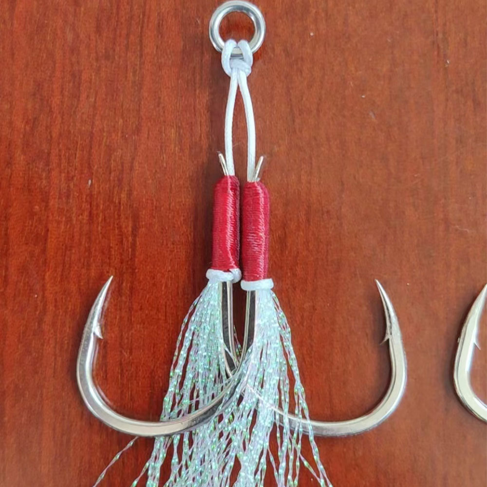 Bestseller Iron Plate Hook Built-in Soft Steel Wire Bright Finish High Tensile Strength Double Hook Lure Sea Fishing Boat – Fishhook – view 1