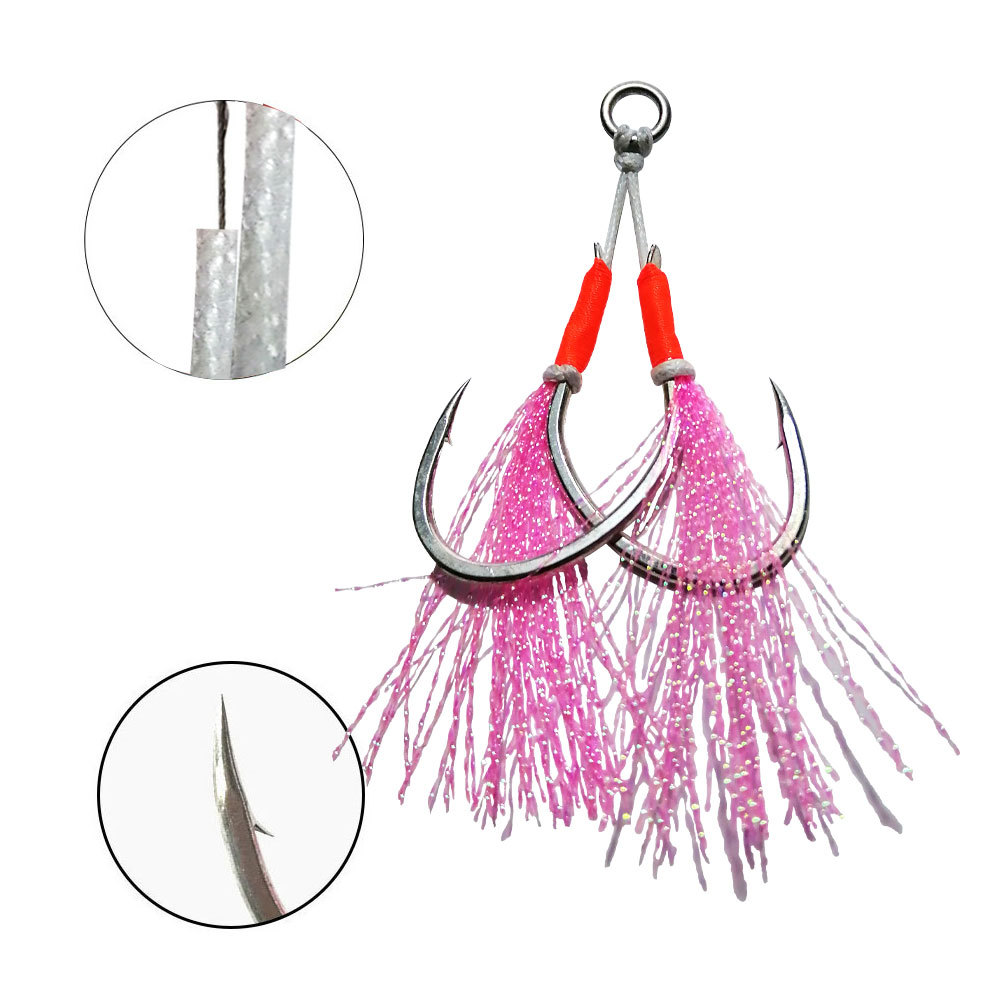Bestseller Iron Plate Hook Built-in Soft Steel Wire Bright Finish High Tensile Strength Double Hook Lure Sea Fishing Boat – Fishhook – view 3