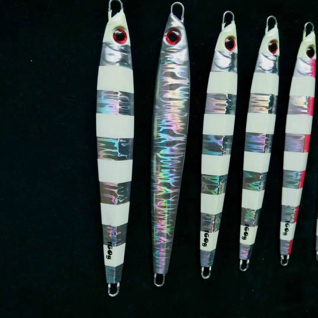 Fast-Sinking Iron Plate Jig Lure with Strong Night Glow & Laser for Sea Fishing-Spanish Mackerel Tuna-160g/200g – Hard Lure – view 3