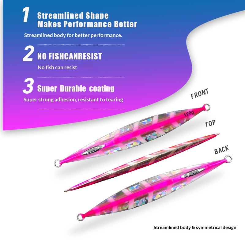 Night-Glow Lure Iron Plate Metal Jig Sea Fishing Slow-Rolling Jig Bait Deep-Sea Long-Shape 120g-300g Hooks Spanish Mackerel – Hard Lure – view 2