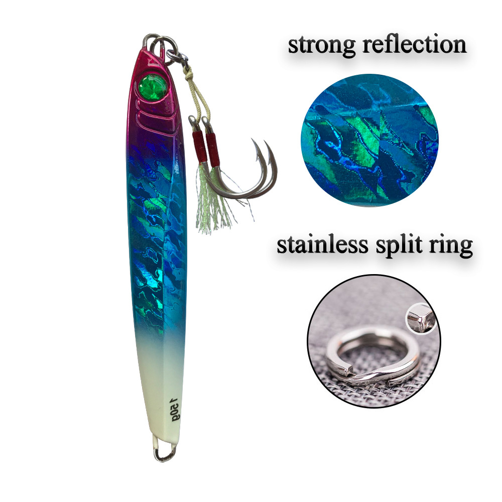 Fast-Sinking Iron Plate Lure 150g 200g Quick-Pull Sea Fishing Boat Fishing Lead Fish Night-Luminous Hooks Artificial Hard Bait – Hard Lure – view 4