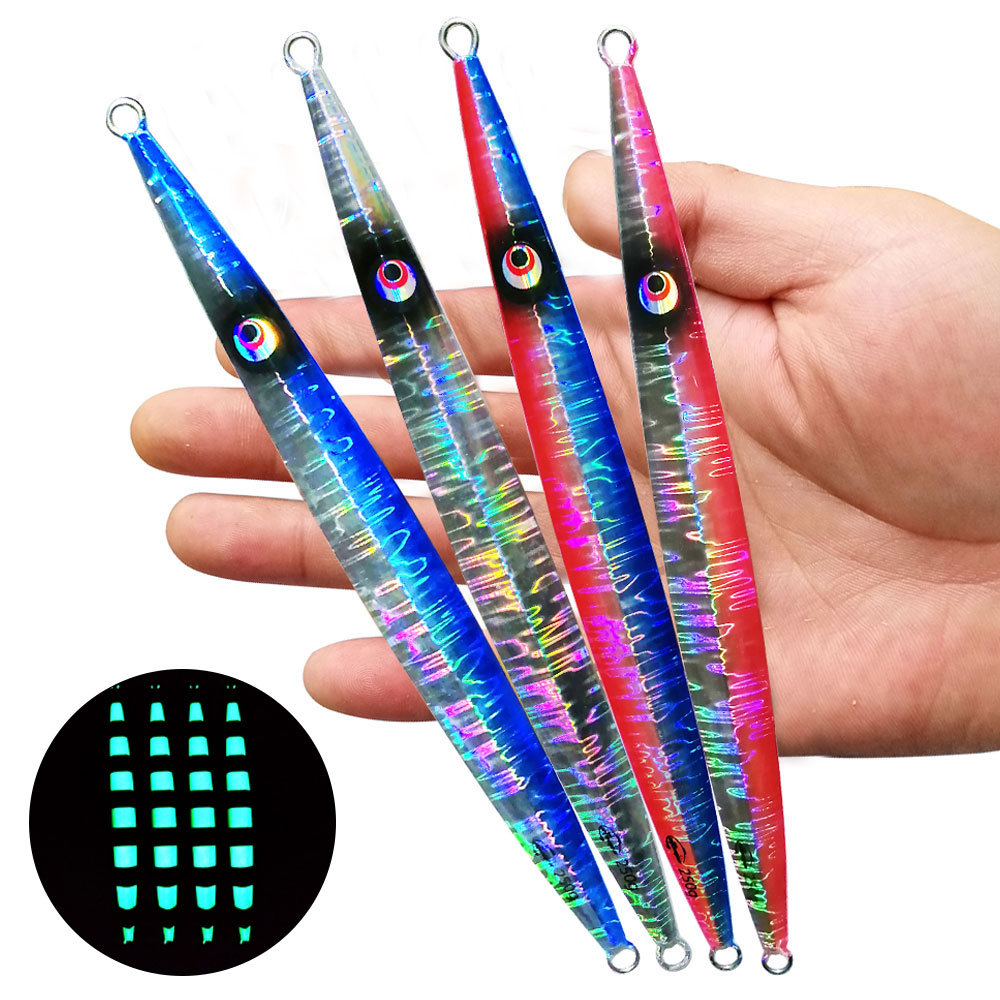 Bestseller Sinking Iron Jig Lure Glow-in-the-Dark Long Strip Fast-Pull Sea Fishing Boat Fishing Tuna Cuttlefish Bait – Hard Lure – view 1