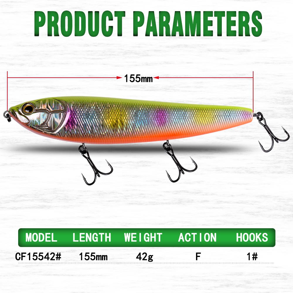 Factory Price Fishing Tackle Plastic Artificial Hard Bait Long-Cast Floating Pencil Lure Snakehead 155mm 42g Surface-Lying for – Hard Lure – view 5