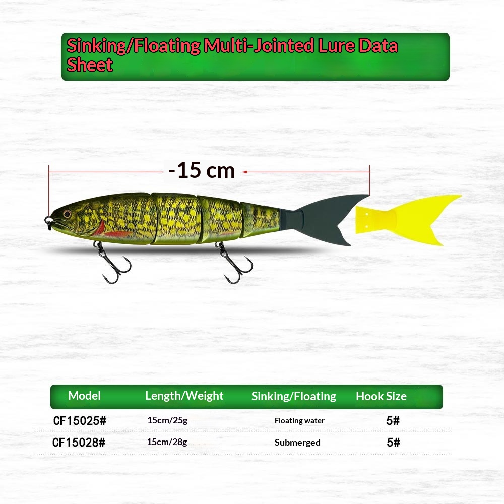 CHEERY Live Bait Japanese Style 15cm Sinking 28g / Floating 25g Multi-segment Swimbait with Silicone Soft Tail – Hard Lure – view 2