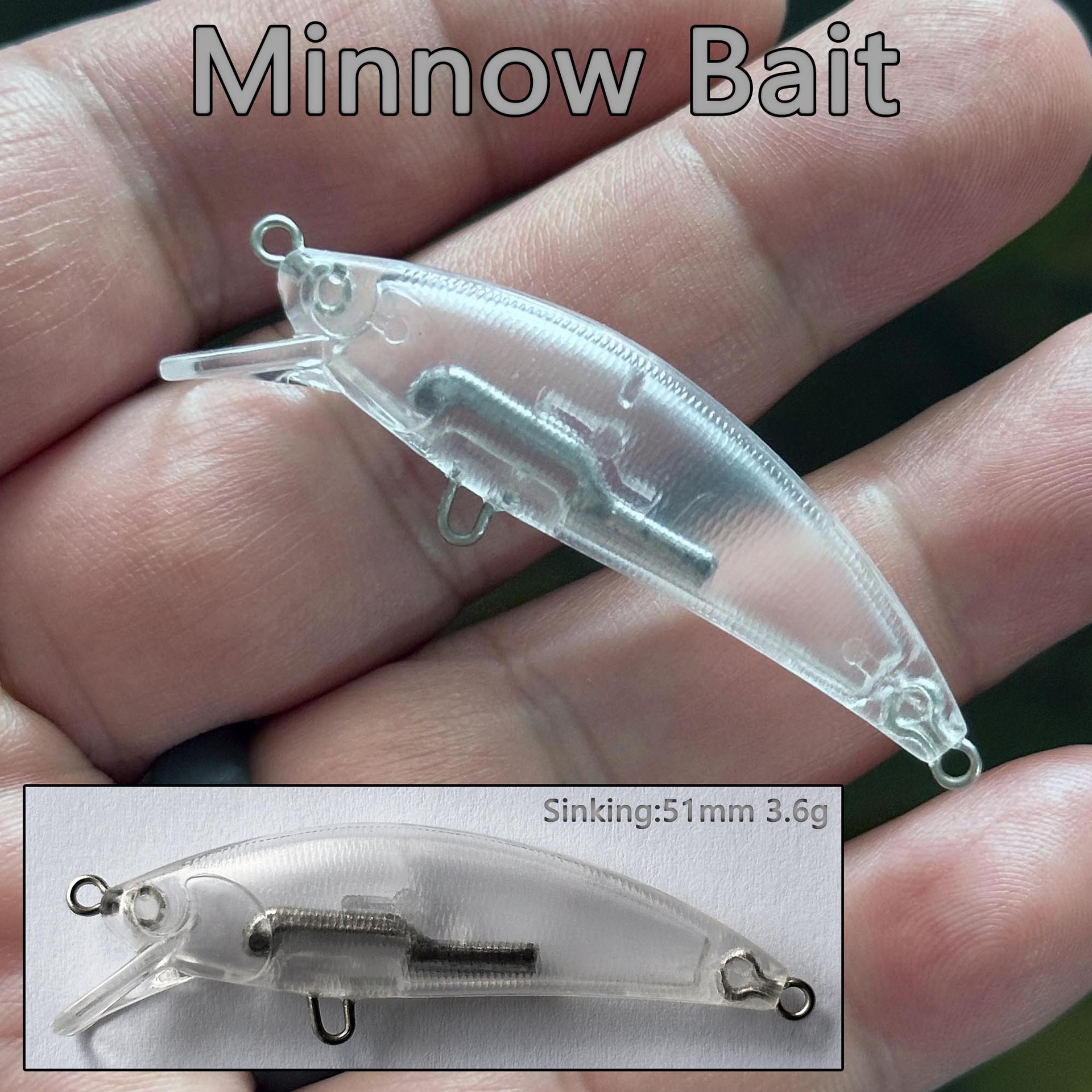 Japanese-Style Subsurface Minnow DIY Stainless Steel Lure Blank Body 51cm/36g Transparent Live Bait Without Hooks – Hard Lure – view 3