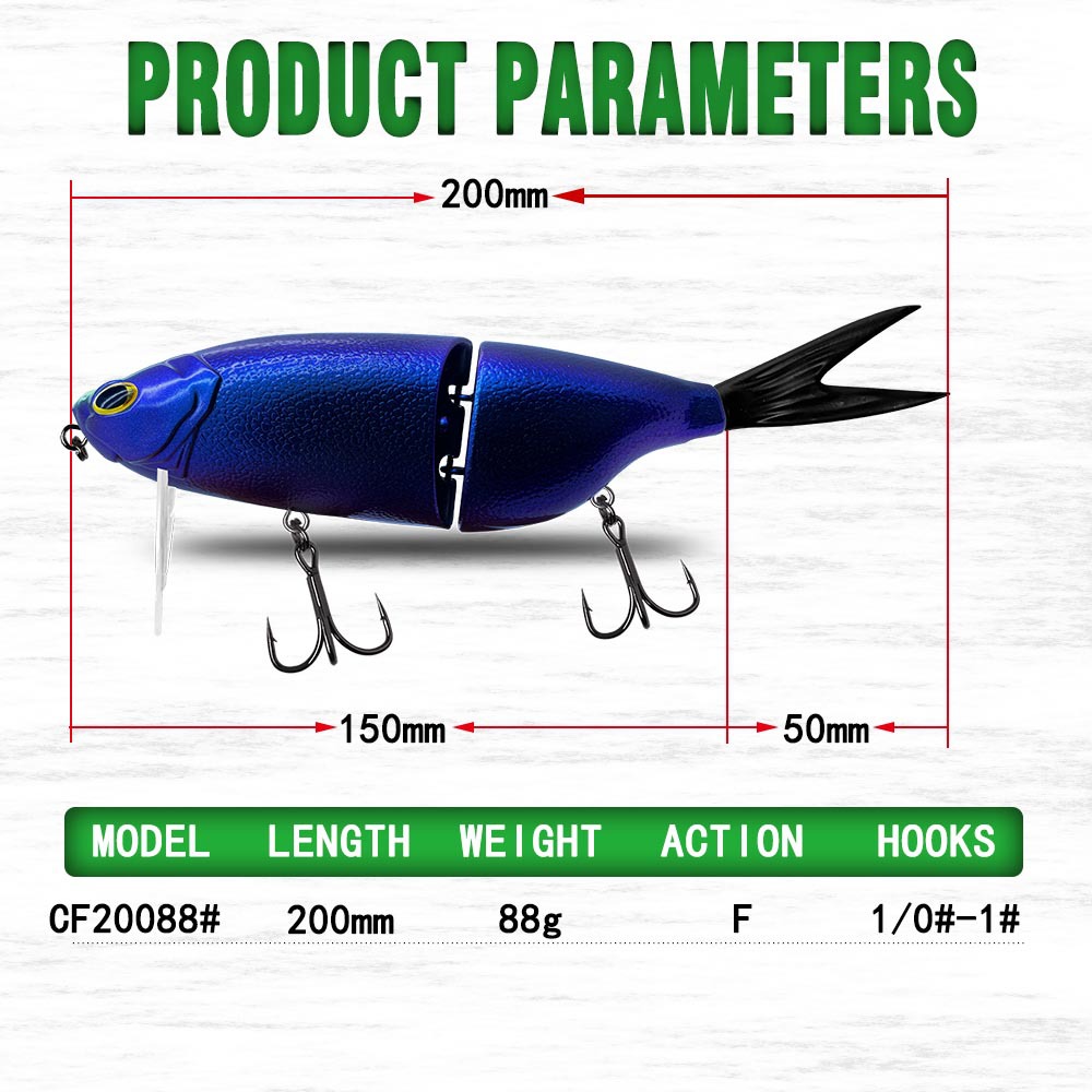 Fishing Tackle Multi-segment Swimbait Floating 200mm 88g Pufferfish Detachable Soft Tail Tongue Plate Stainless Steel – Hard Lure – view 5