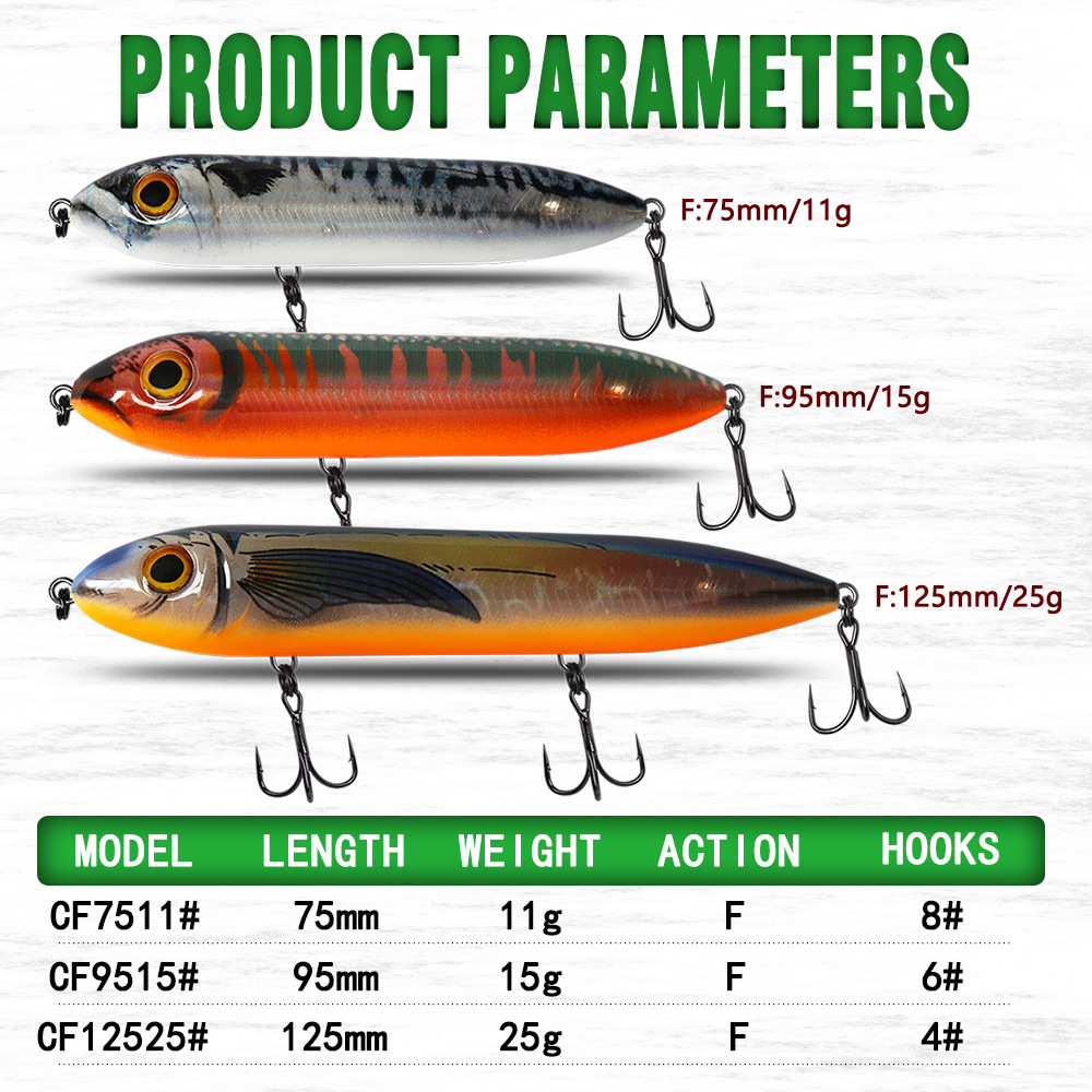 CHEERY Stainless Steel Floating Pencil Live Bait 75 cm 11 g / 95 cm 15 g / 125 cm 25 g Surface-Lying Lure – Hard Lure – view 2