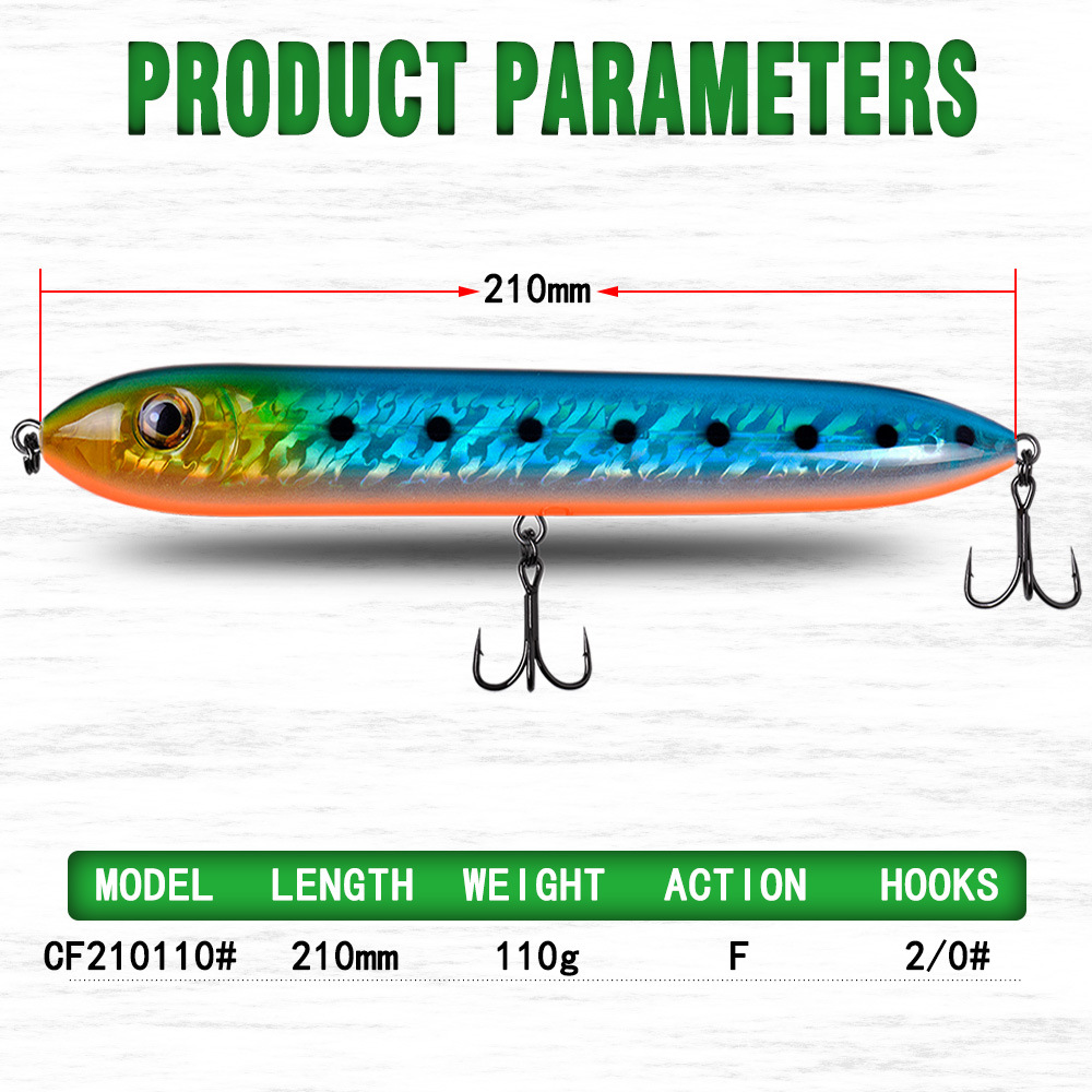 Artificial Hard Bait Lure Surface-Type Sea Fishing Tuna Freshwater Mandarin Fish Floating Wire-Through Pencil 210mm – Hard Lure – view 5