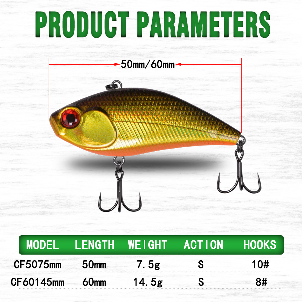 Vibro Lure with Rattle Beads Sinking Full-Water-Column 75g/145g Multi-Color Bass Artificial Bait Wholesale – Hard Lure – view 4