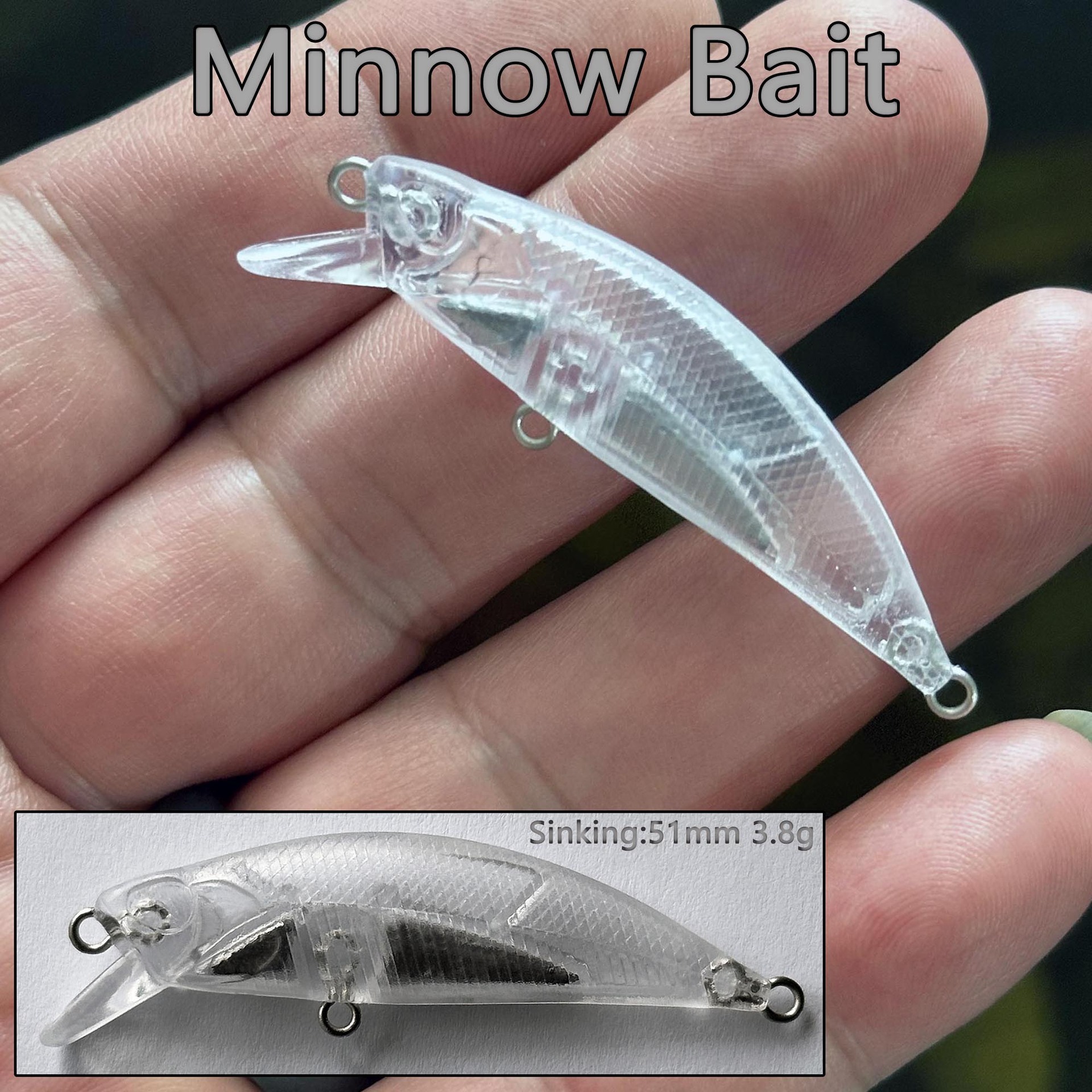 Japanese-Style Subsurface Minnow Stainless Steel DIY Lure Blank 51cm/38g Transparent Live Bait Fish – Hard Lure – view 3