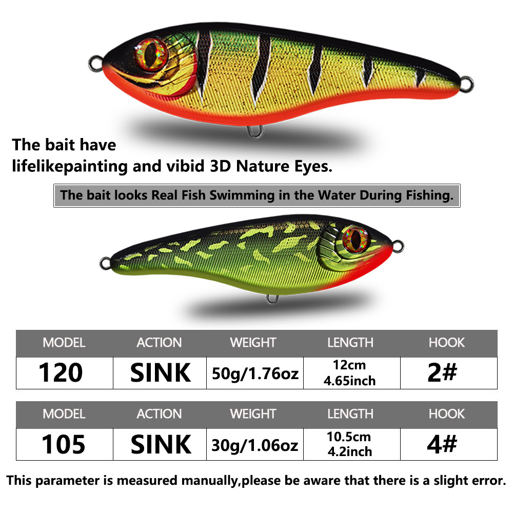 CHEERY Submersible Vibrating Sinking Biomimetic Fish Lure 105cm 12cm Stainless Steel Slow-Sinking Artificial Hard Bait – Hard Lure – view 4