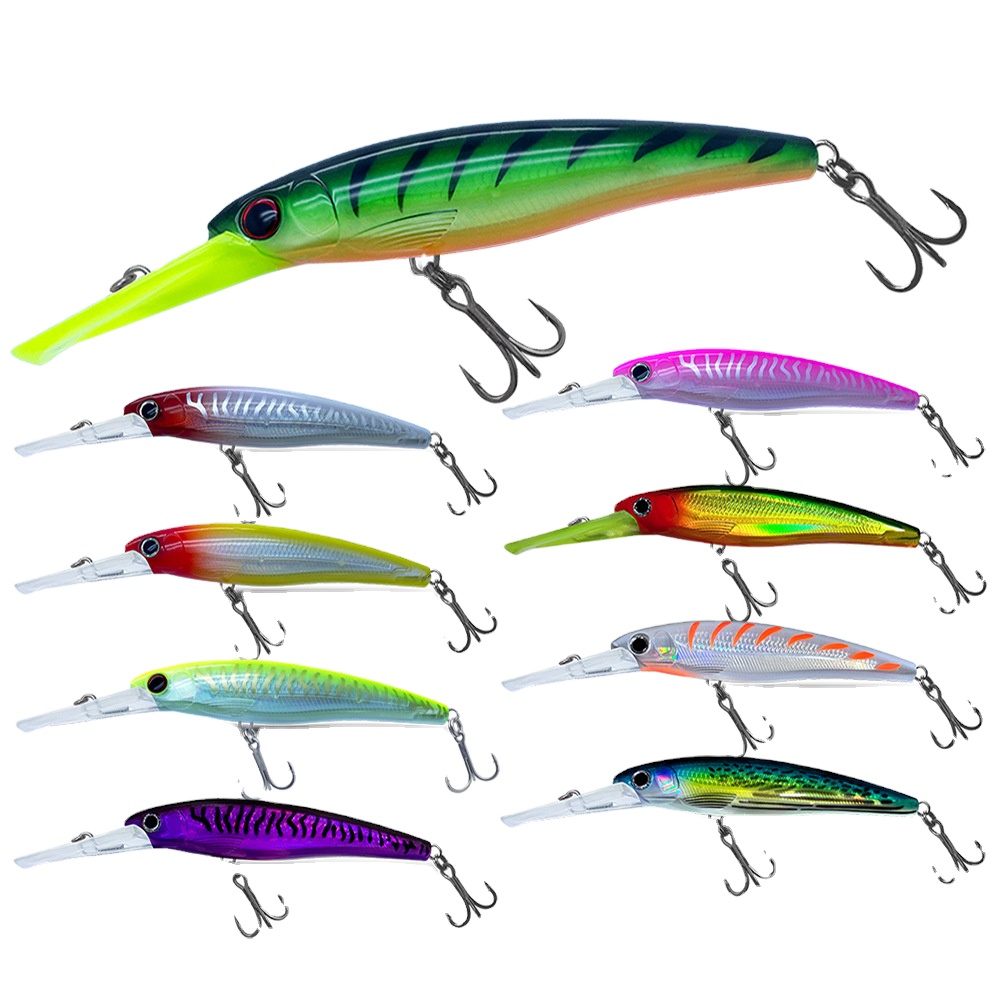 Sea Fishing Trolling Artificial Hard Bait Floating Stainless Steel 140mm 160mm 180mm Minnow Lure Southern Oil Green – Hard Lure – view 2