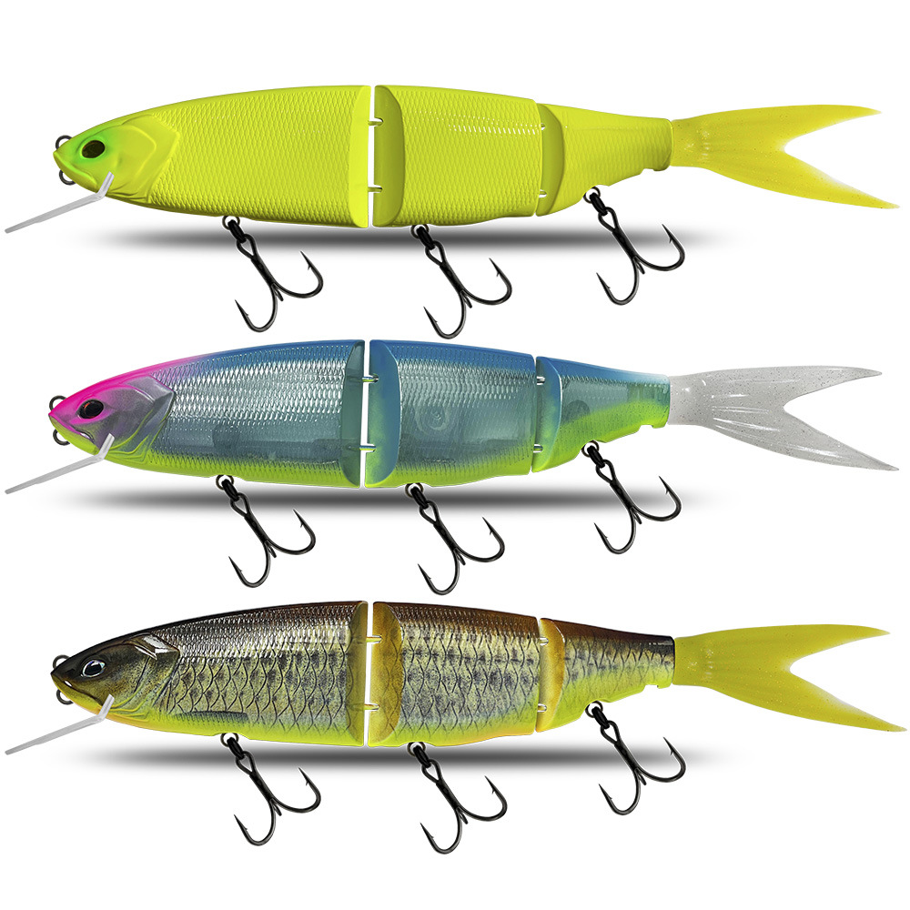 Domestic Large Multi-segment Composite Swim Bait 350mm Three-section Floating Artificial Hard Bait Plastic Hooks Double Tails – Hard Lure – view 4