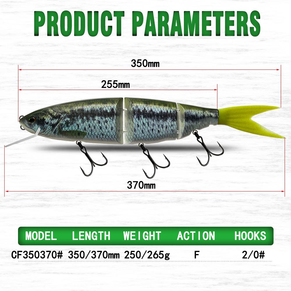 Domestic Large Multi-segment Composite Swim Bait 350mm Three-section Floating Artificial Hard Bait Plastic Hooks Double Tails – Hard Lure – view 5