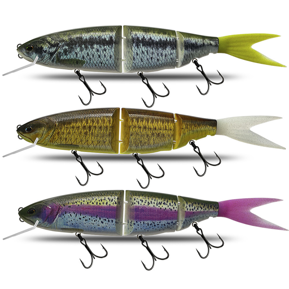 Domestic Large Multi-segment Composite Swim Bait 350mm Three-section Floating Artificial Hard Bait Plastic Hooks Double Tails – Hard Lure – view 2