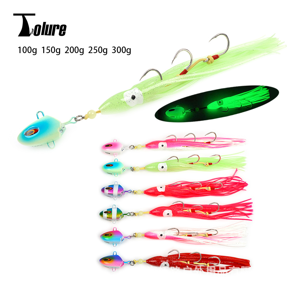 Deep-Sea Boat Fishing Artificial Hard Bait Metal Jig Slow-Rolling Luminous 100g-300g With Hooks – Hard Lure – view 2