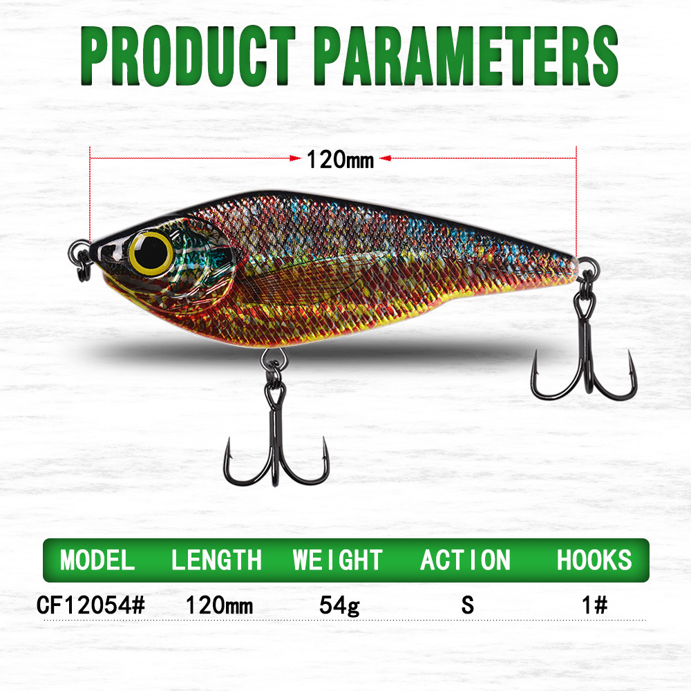 New Arrival High Quality ABS Artificial Hard Jerkbait 120mm 54g Pike Lure With Hooks – Hard Lure – view 4
