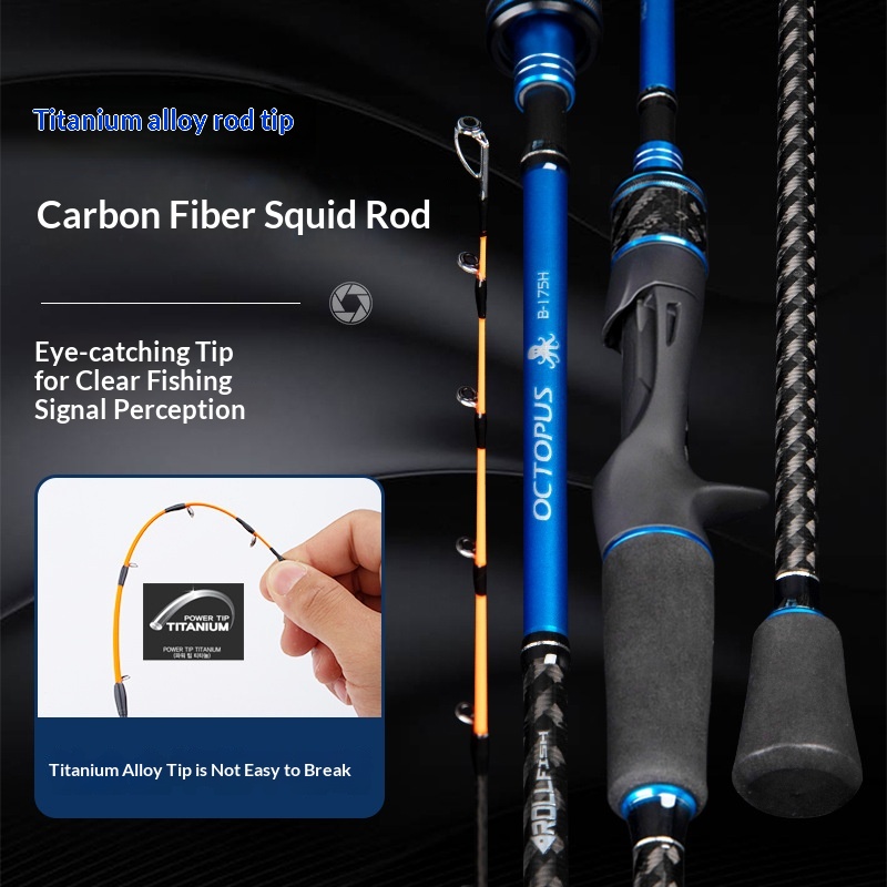 Squid Fishing Boat Rod Titanium Alloy Carbon H Hardness One Half Sections Slow Jigging Octopus Cuttlefish Sea Fishing Outdoors – Fishing Rod – view 2