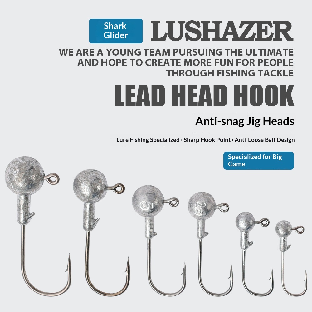 Shark Scavenger 5-Piece Natural-Colored Lead Head Barbed Hooks Lure Fishing Soft Bait 1g-10g Sharp Tip Fishing Gear Accessories – Fishhook – view 2