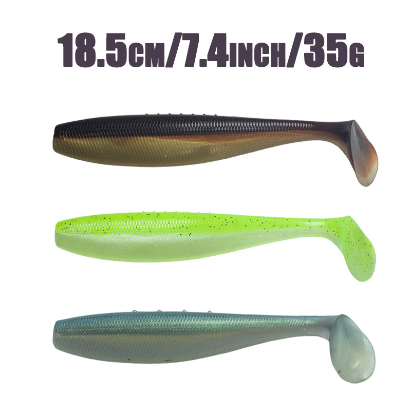 Foreign Trade 18.5cm/35g Super Large T-tail Fish 1 Piece Stainless Steel Simulation Sinking Lure Soft Bait Sea Fishing Lure – Soft Lure – view 2