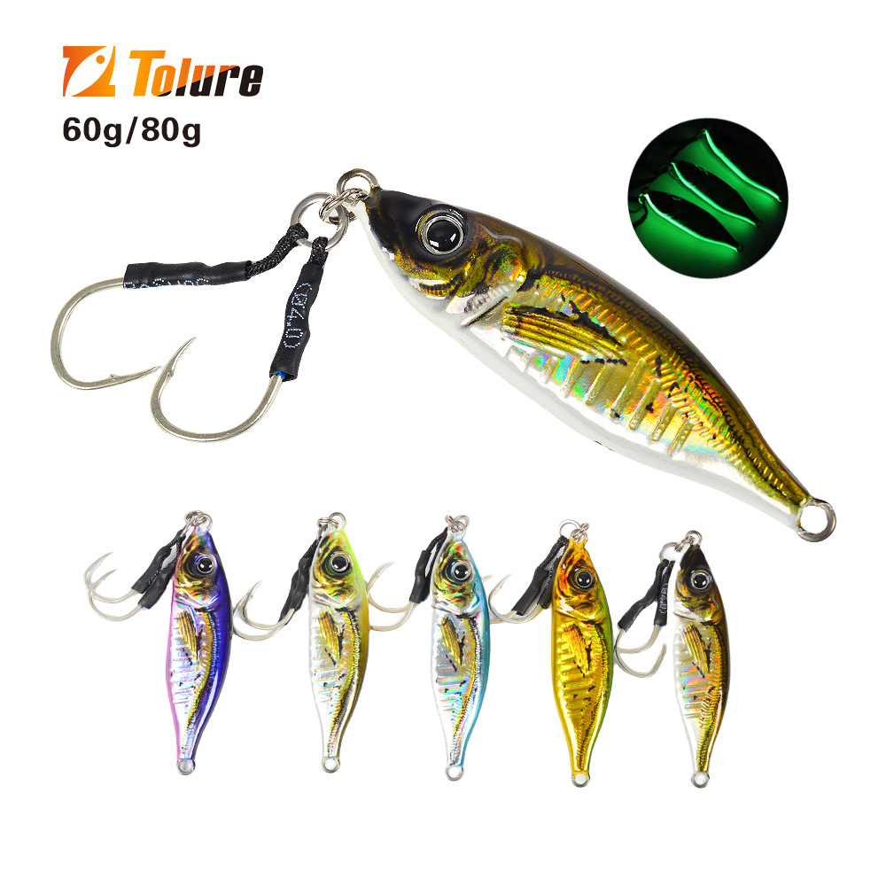 Lure Bait 3D Printed Metal Plate Bio-Imitation Bait 60g 80g Long-Distance Freshwater Saltwater Fishing Bass Perch Lead Fish – Hard Lure – view 5