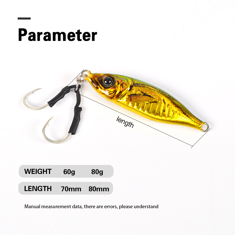 Lure Bait 3D Printed Metal Plate Bio-Imitation Bait 60g 80g Long-Distance Freshwater Saltwater Fishing Bass Perch Lead Fish – Hard Lure – view 3