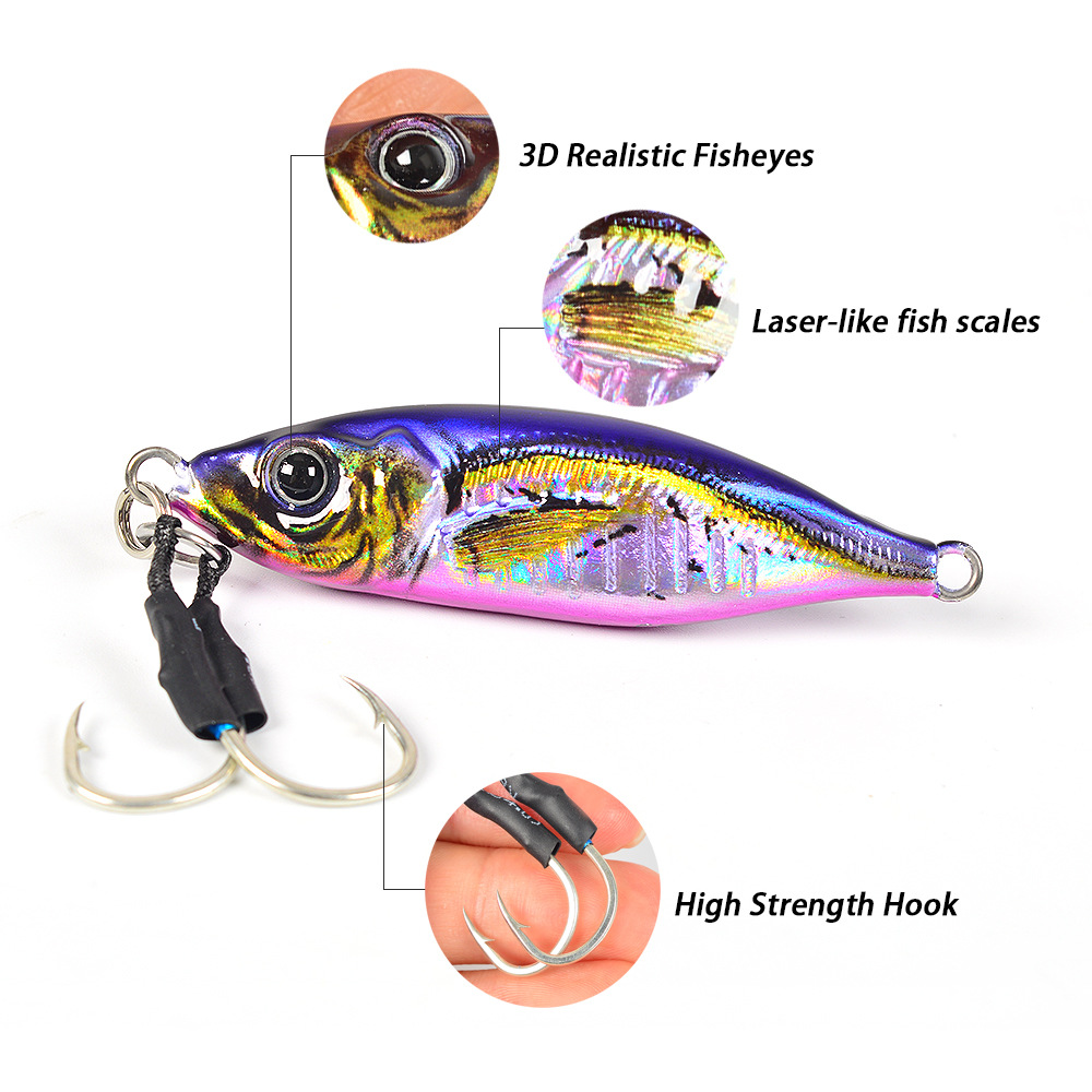 Lure Bait 3D Printed Metal Plate Bio-Imitation Bait 60g 80g Long-Distance Freshwater Saltwater Fishing Bass Perch Lead Fish – Hard Lure – view 2