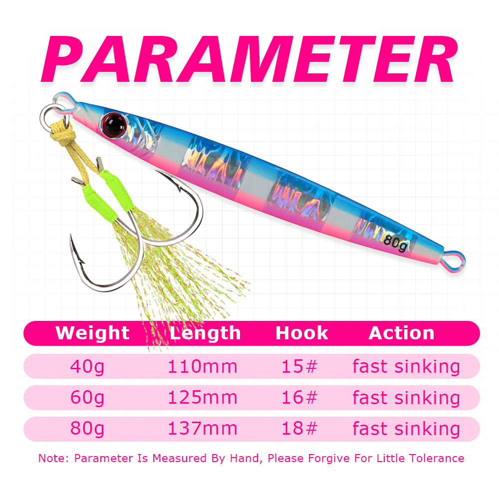 Trail-Blazing Little Skinny Quick-Sinking Fast-Pulling Iron Plate 40g-80g Hook Luminous Hard Artificial Bait Sea Fishing – Hard Lure – view 3