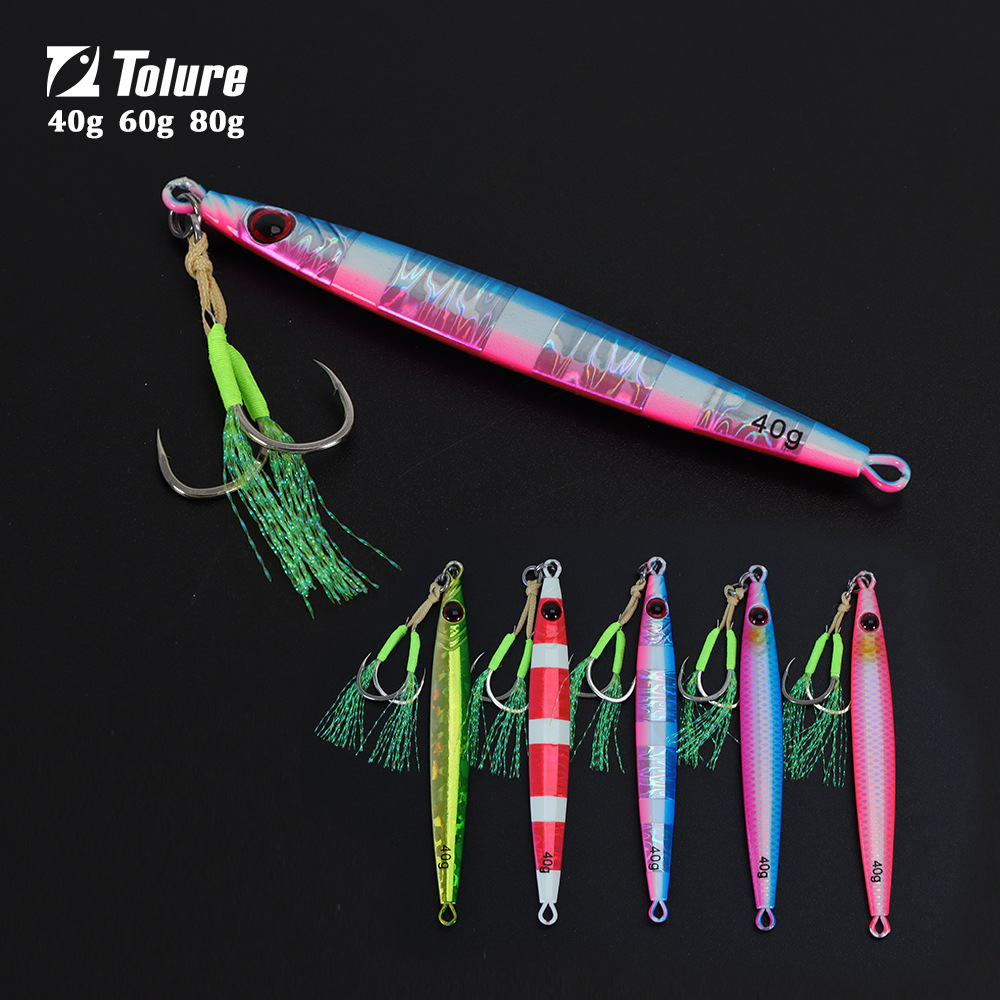 Trail-Blazing Little Skinny Quick-Sinking Fast-Pulling Iron Plate 40g-80g Hook Luminous Hard Artificial Bait Sea Fishing – Hard Lure – view 2